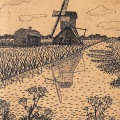 絵葉書　美術　オランダの風車　山下清　おしどり5円貼実逓便