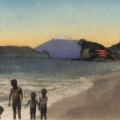 絵葉書　神奈川　七里ヶ浜より富士及江之島を望む　手彩色カラー